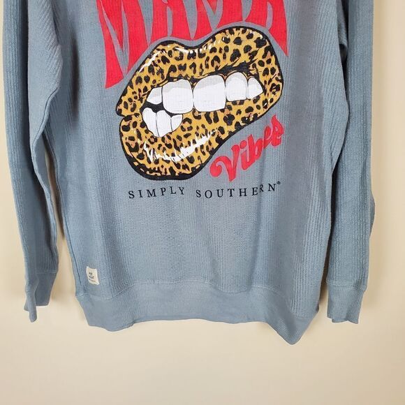 Simply Southern Light Gray Mama Vibes Sweatshirt Size Small - Picture 3 of 7